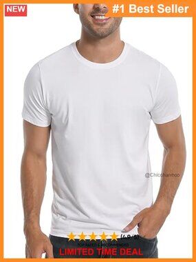Men's Bamboo Viscose T-Shirt Crew Neck Moisture-Wicking Tee